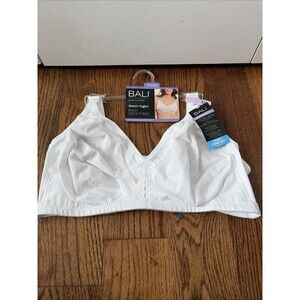 Bali 42D Bra Cotton White Stretch Wirefree Classic Support DF3036 Back Smoothing